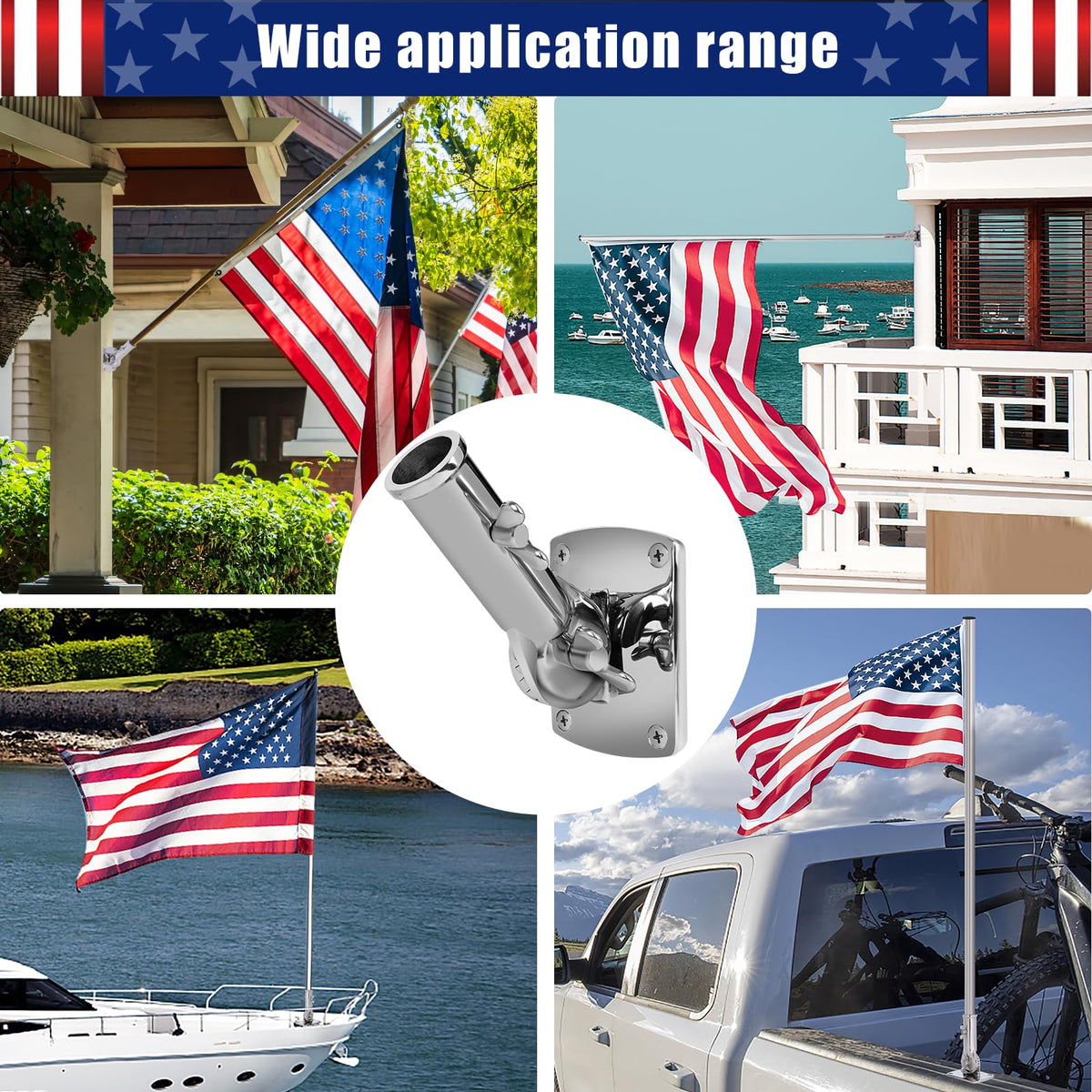 316 Stainless Steel Adjustable Flag Pole Holder S9033