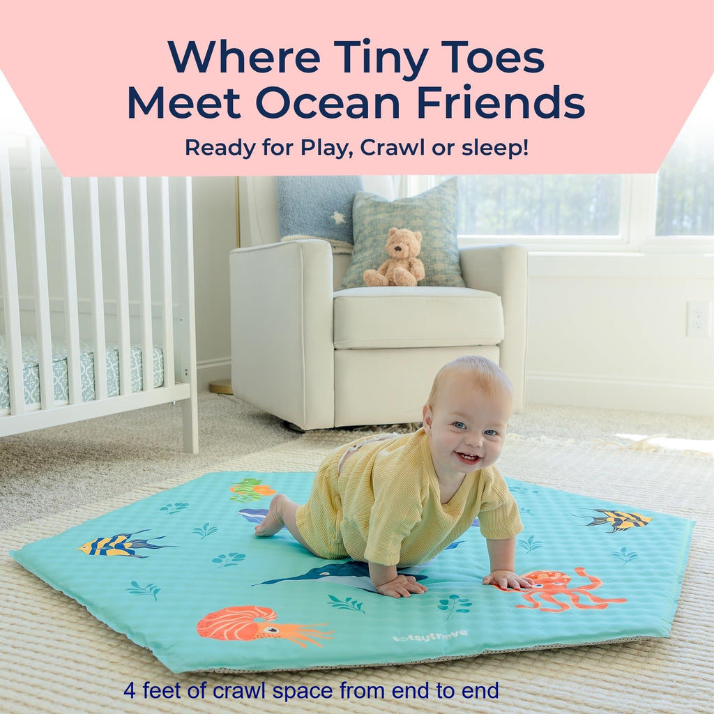 Self Inflating Hexagon Playpen Mat 52" x 45" Non-Slip Cushioned Baby Play Mat I899246