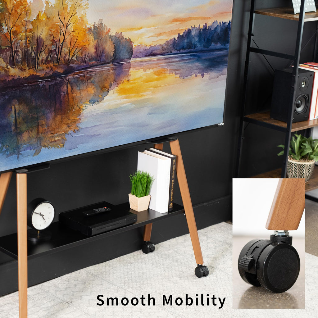 43 to 75 inch Adjustable Mobile TV Stand with Walnut Legs O1843