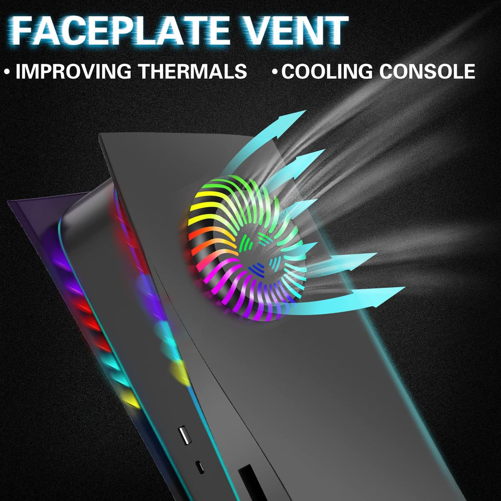 PS5 Faceplates with Cooling Vents LED Lights Black O84727
