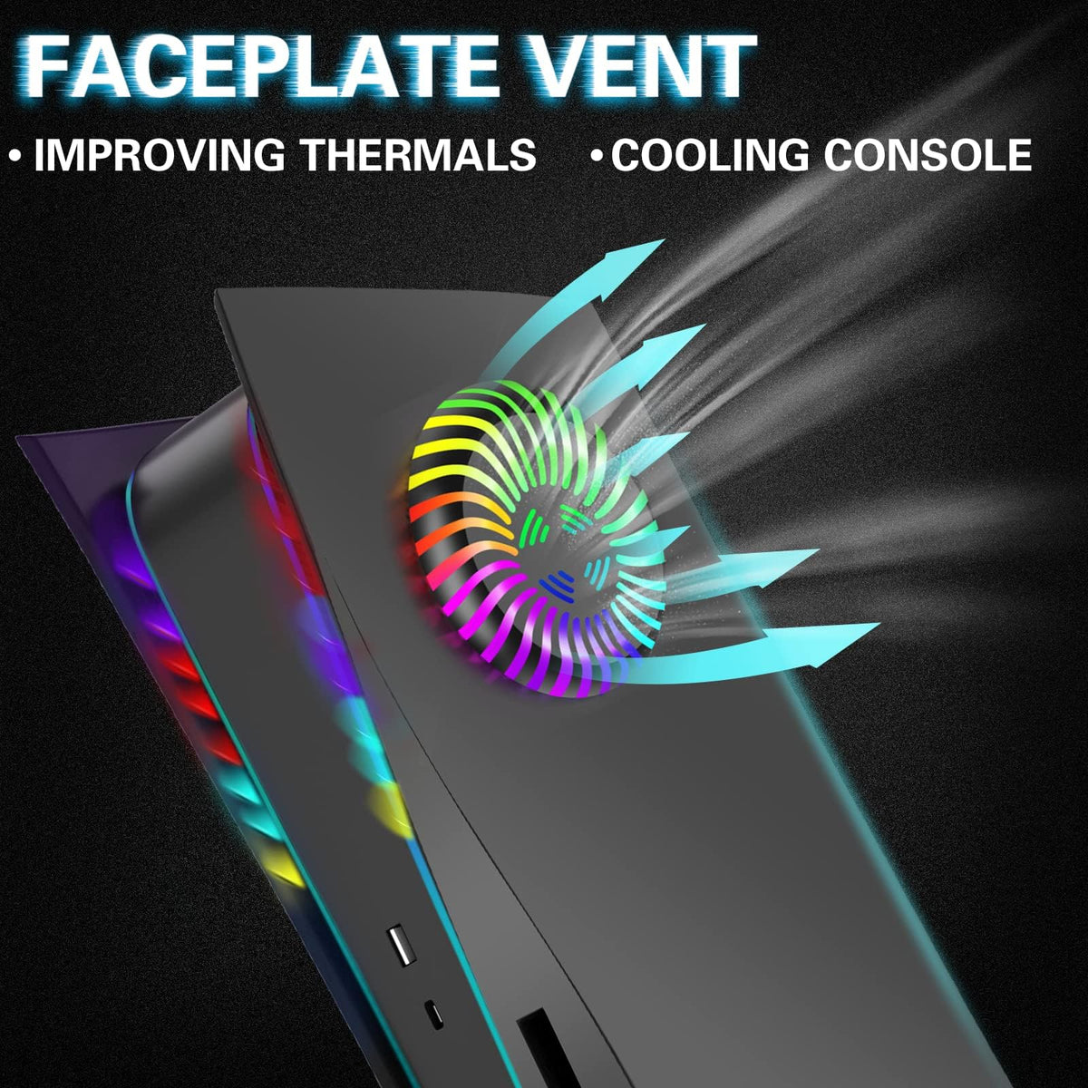 PS5 Faceplates with Cooling Vents LED Lights Black O84727