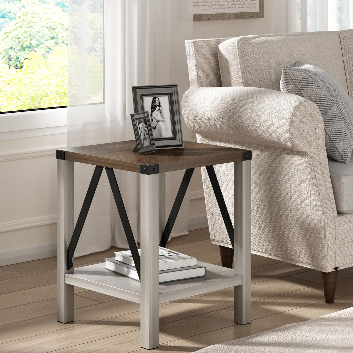 End Table Set of 2 with Storage Shelf T869