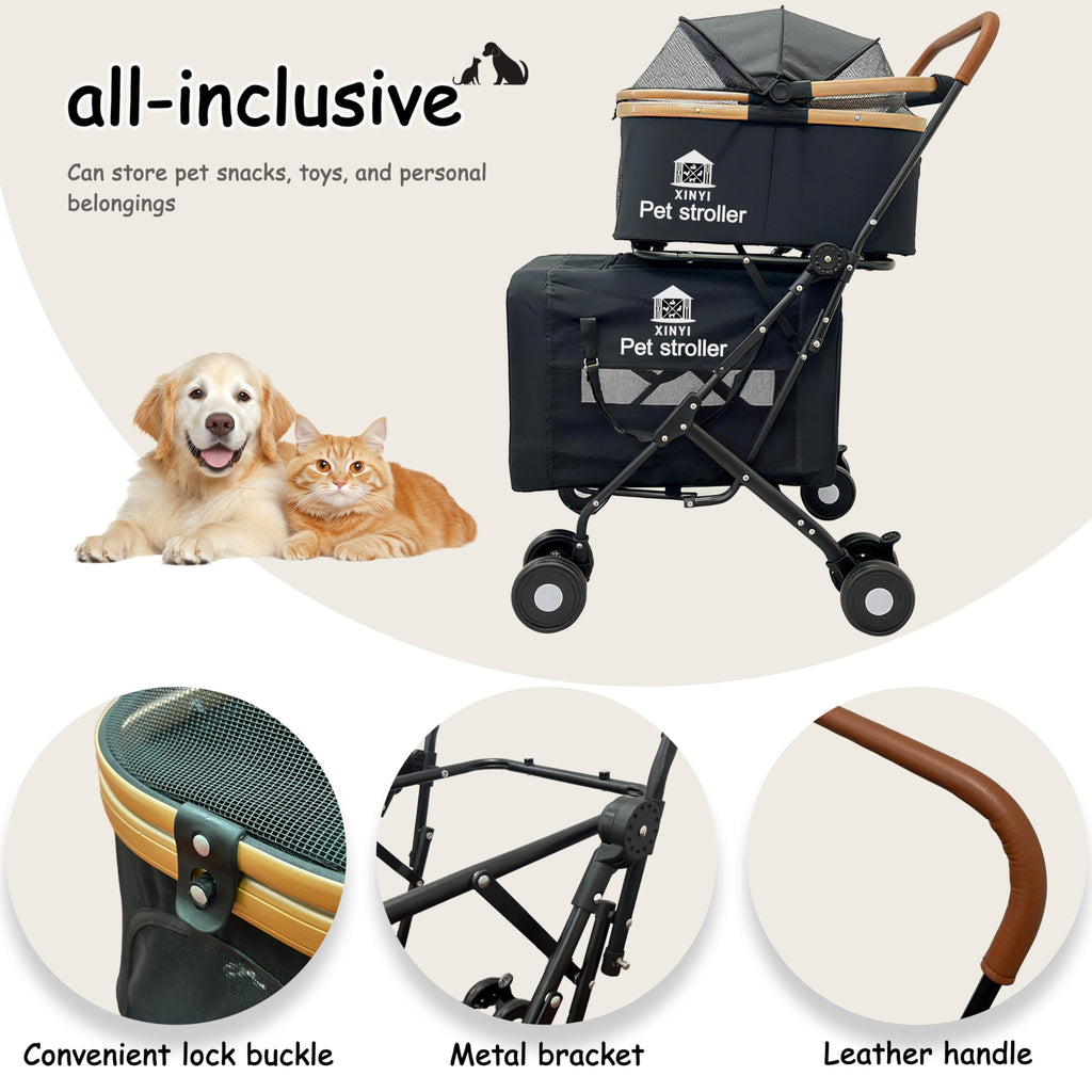 XL Extra-Large Double Pet Stroller with Weather Cover Y89436