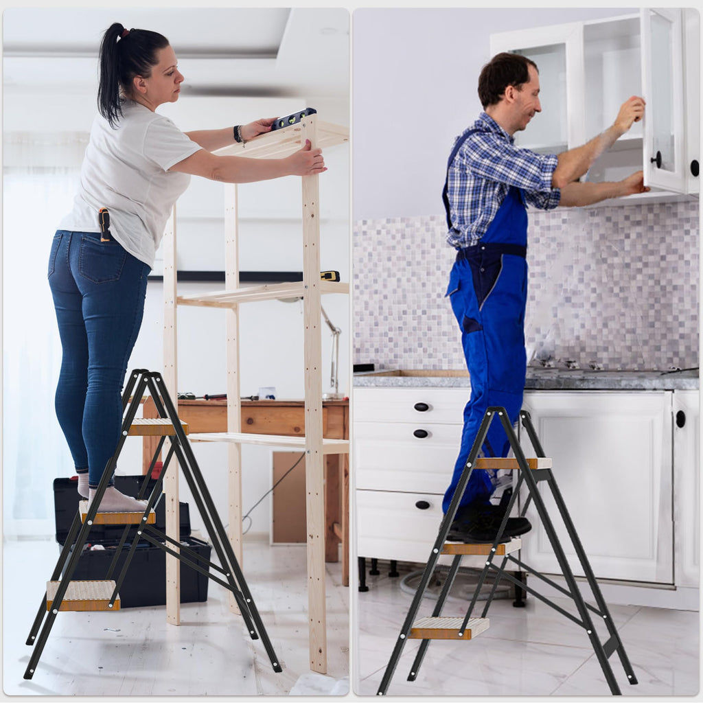 3 Step Lightweight Folding Steel Ladder 330 lbs Capacity A441184