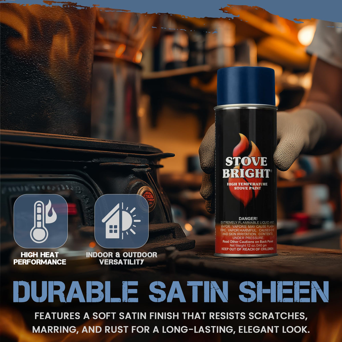 High Temp Metallic Blue Satin Spray Paint 12 Oz Can Q134149