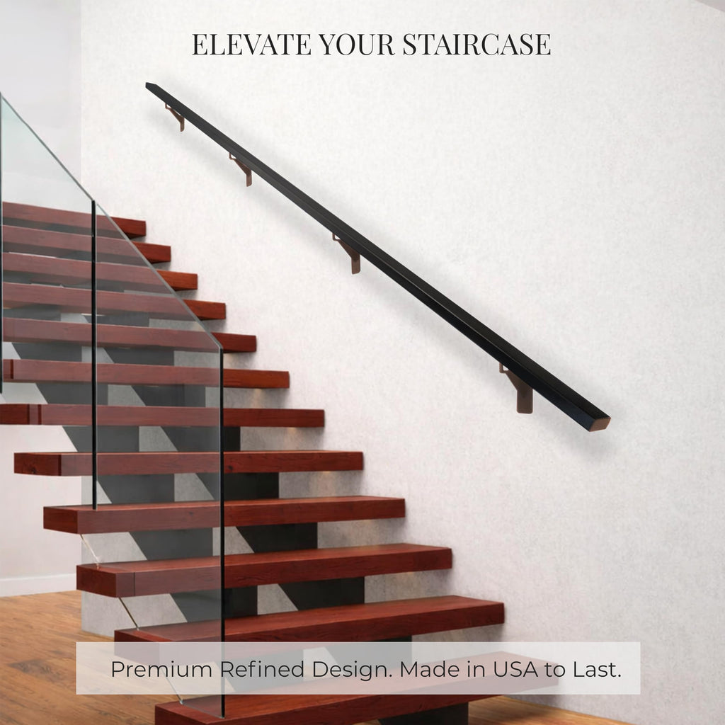 Aluminum Stair Handrail with Stainless Steel Brackets, 6 Feet L6227