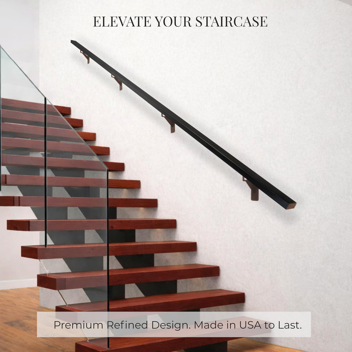 Aluminum Stair Handrail with Stainless Steel Brackets, 6 Feet L6227
