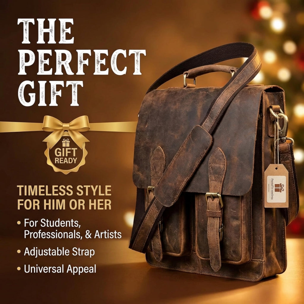 Retro Brown Laptop Messenger Bag Crossbody Travel Bag O909