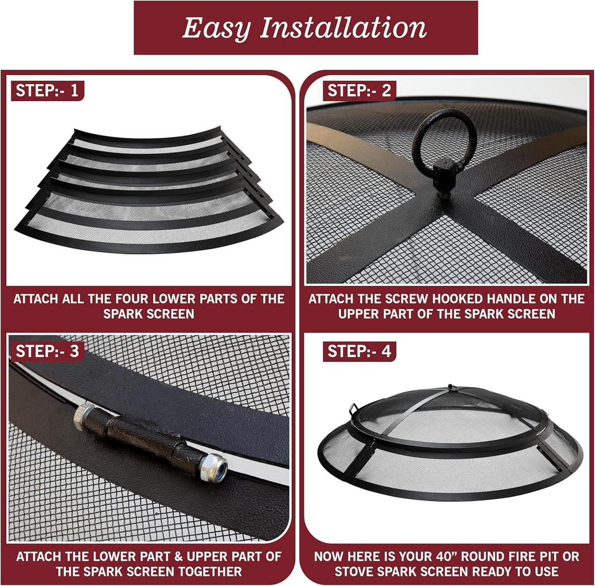 40 Inch Round Heavy Duty Fire Pit Screen Z1994
