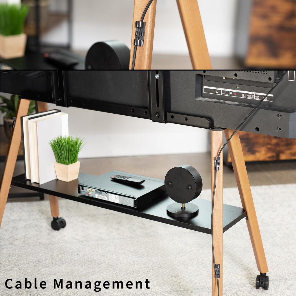43 to 75 inch Adjustable Mobile TV Stand with Walnut Legs O1843