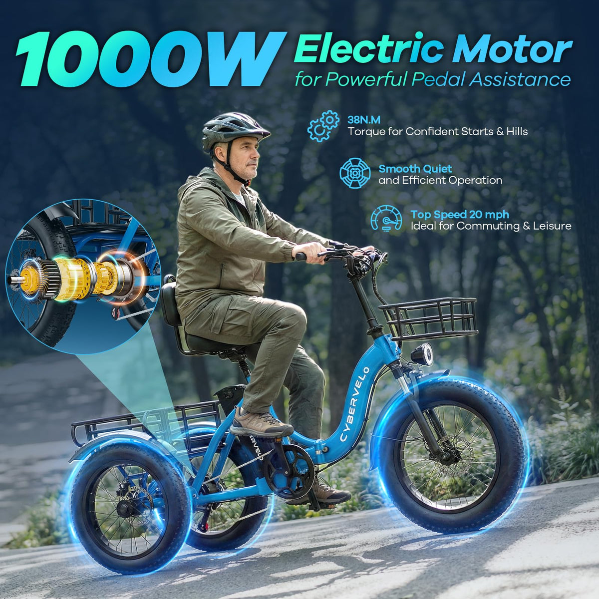 Fat Tire Folding Electric Trike M57950