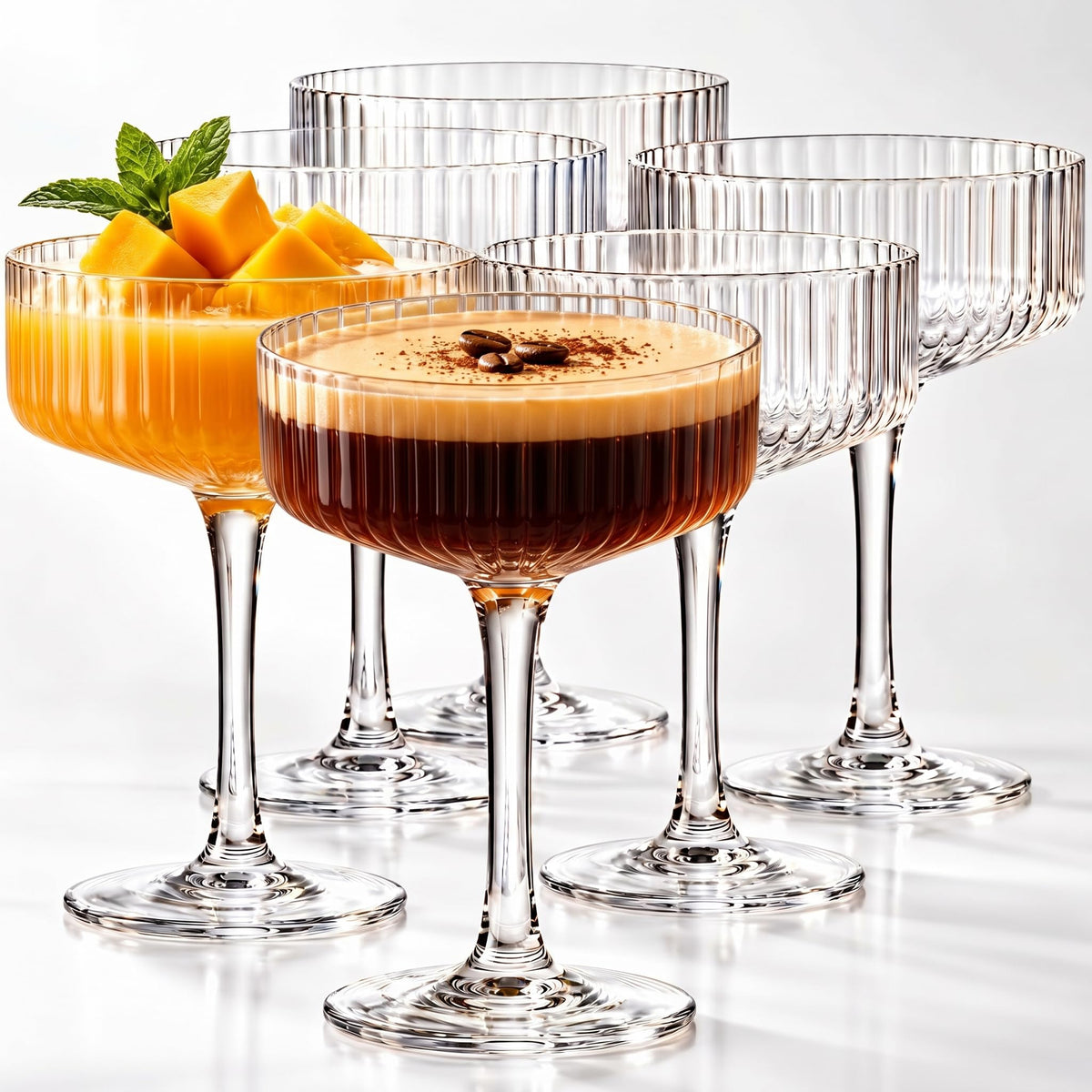 Ribbed Martini Glasses Set of 6 E529