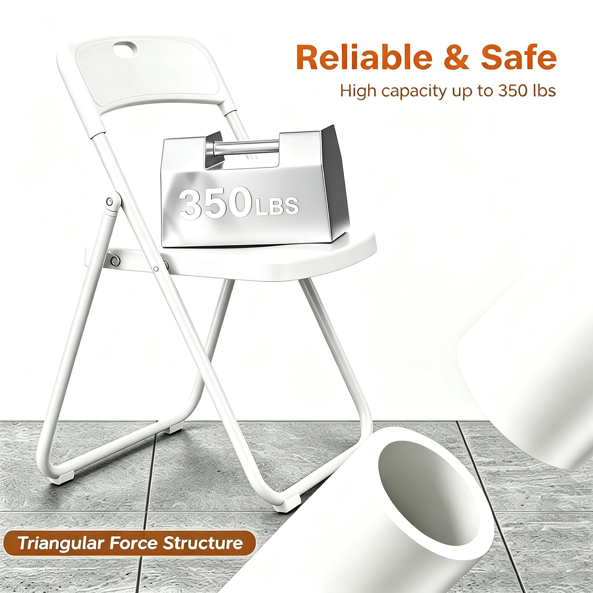 10 Pack White Plastic Folding Chairs T3607