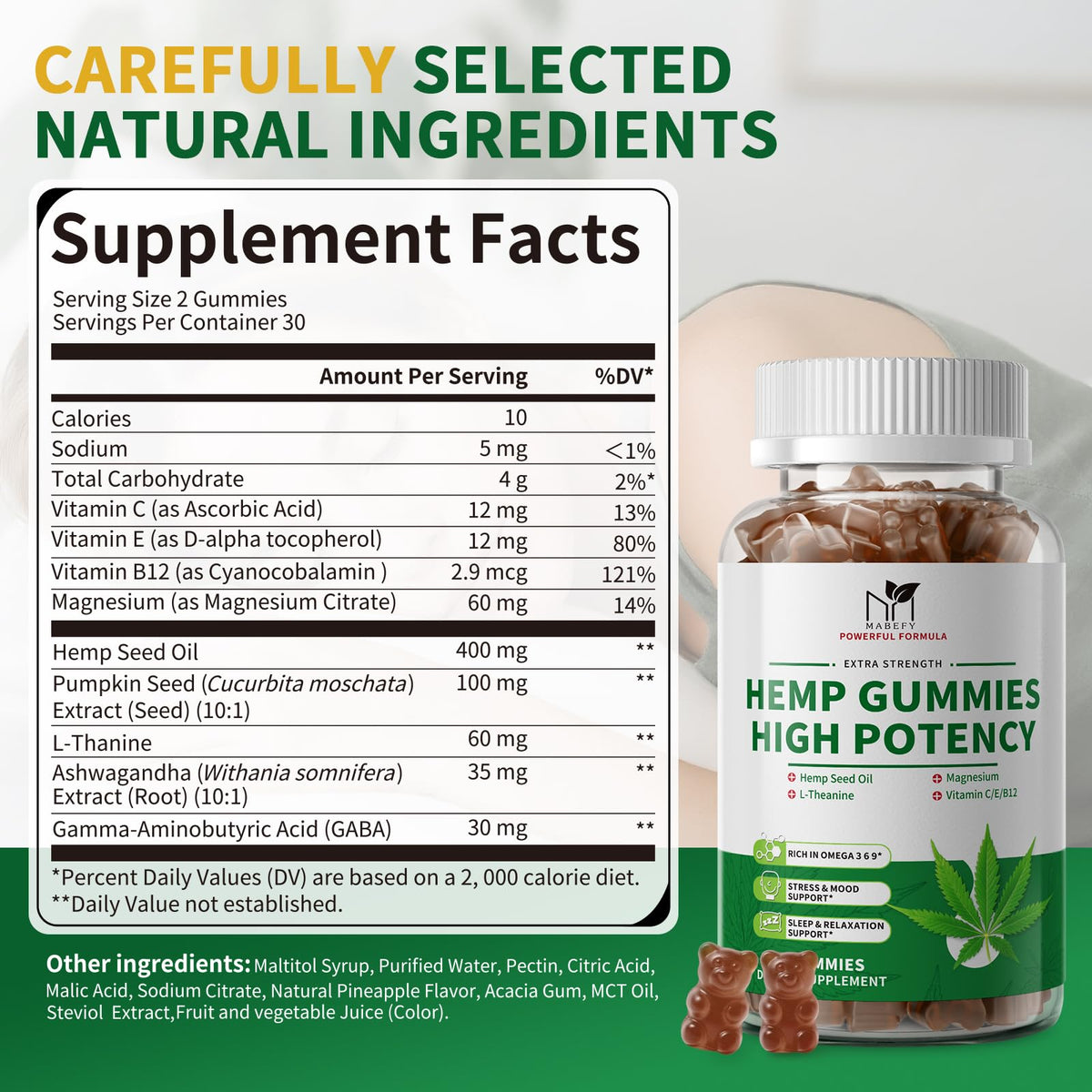 Hemp Gummies 60 Bears Pineapple Flavor Y2764