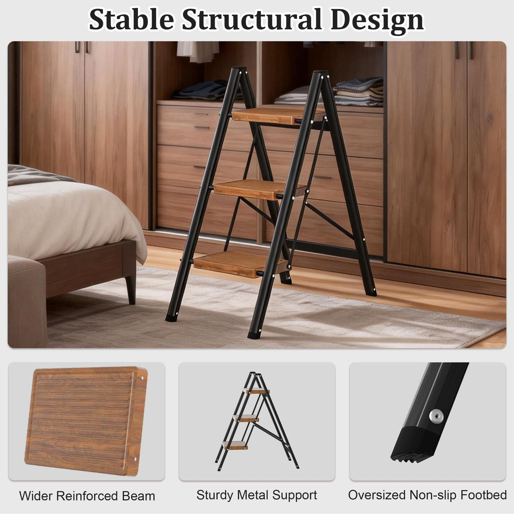 3 Step Lightweight Folding Steel Ladder 330 lbs Capacity A441184