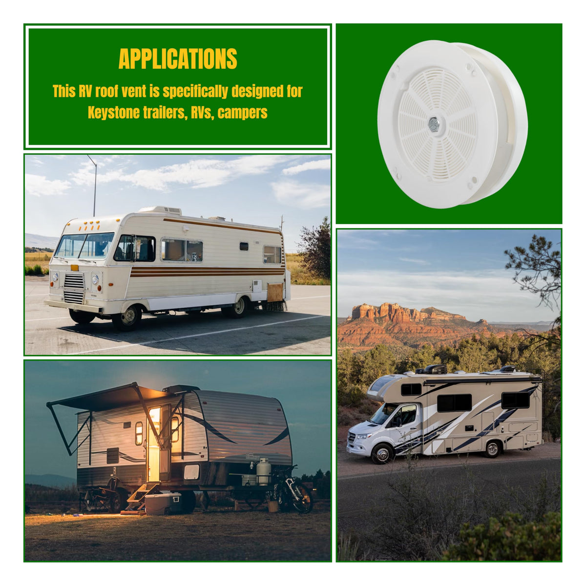 White RV Roof Mushroom Vent with Water Cover Guard Cap M86332