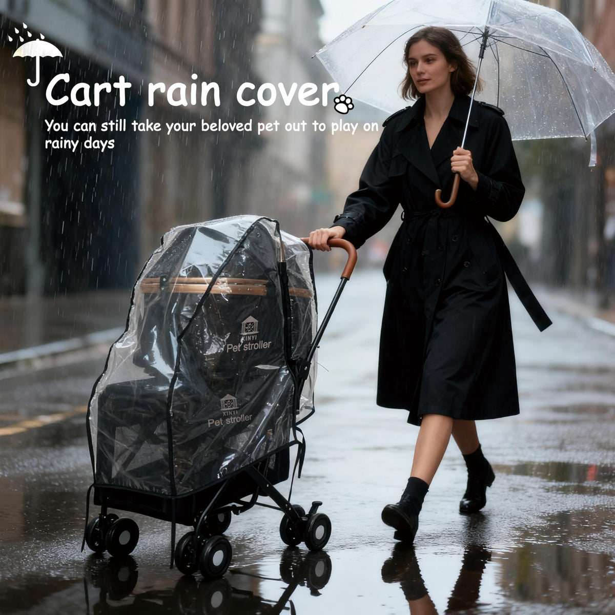 XL Extra-Large Double Pet Stroller with Weather Cover Y89436