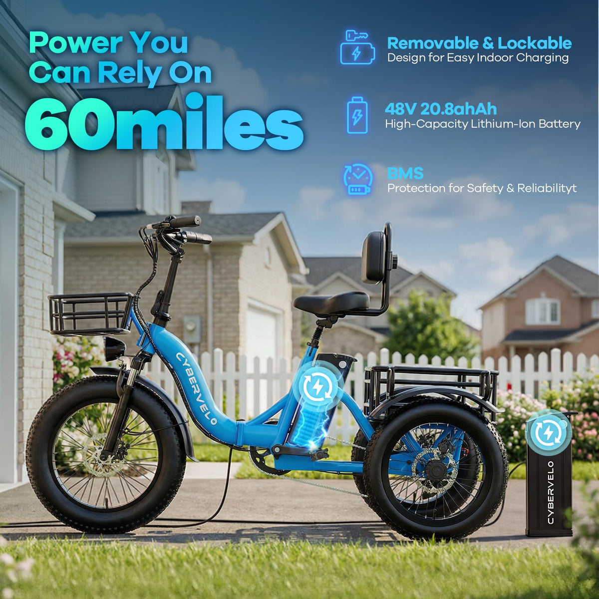 Fat Tire Folding Electric Trike M57950