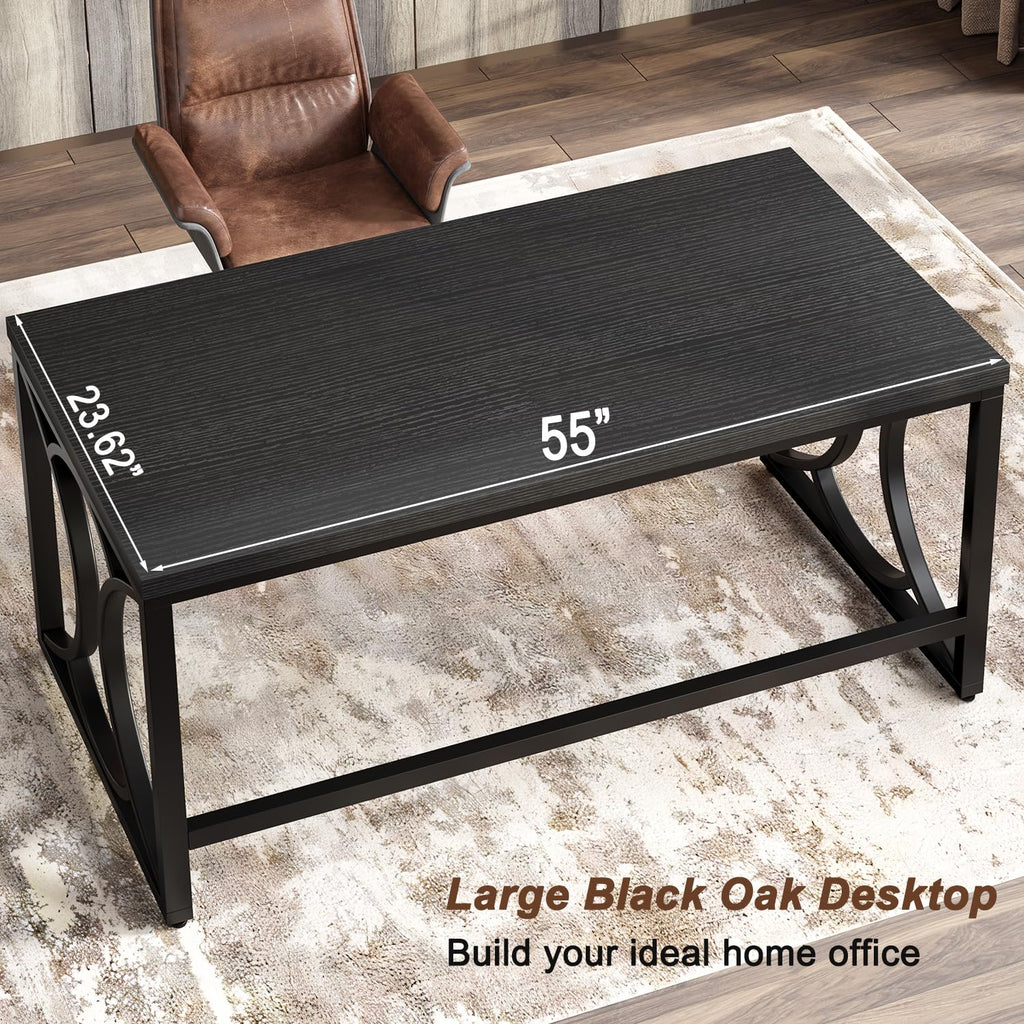 Black 55 Inch Metal Wooden Computer Desk G741