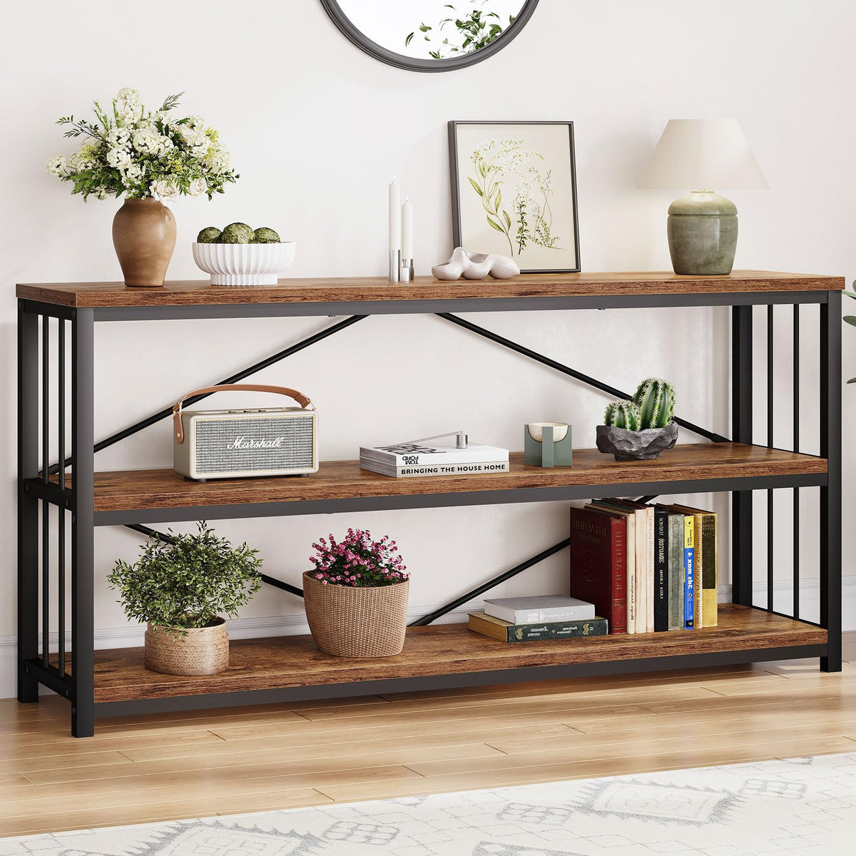 70 Inch Rustic Brown Console Table T7677