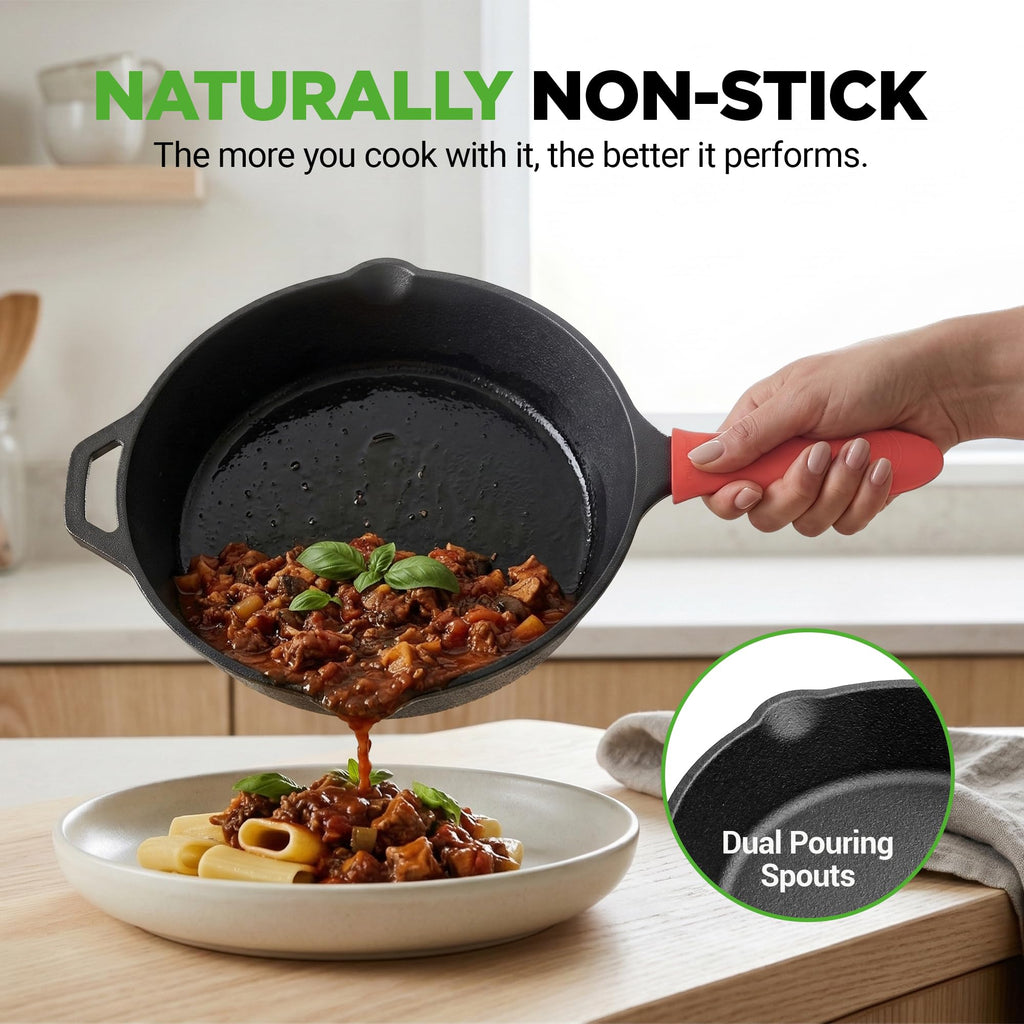 10 Inch Pre-Seasoned Cast Iron Skillet with Lid O2113