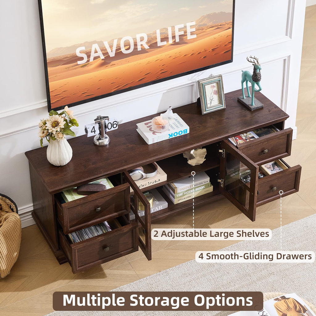 Farmhouse TV Stand with Glass Doors X2923