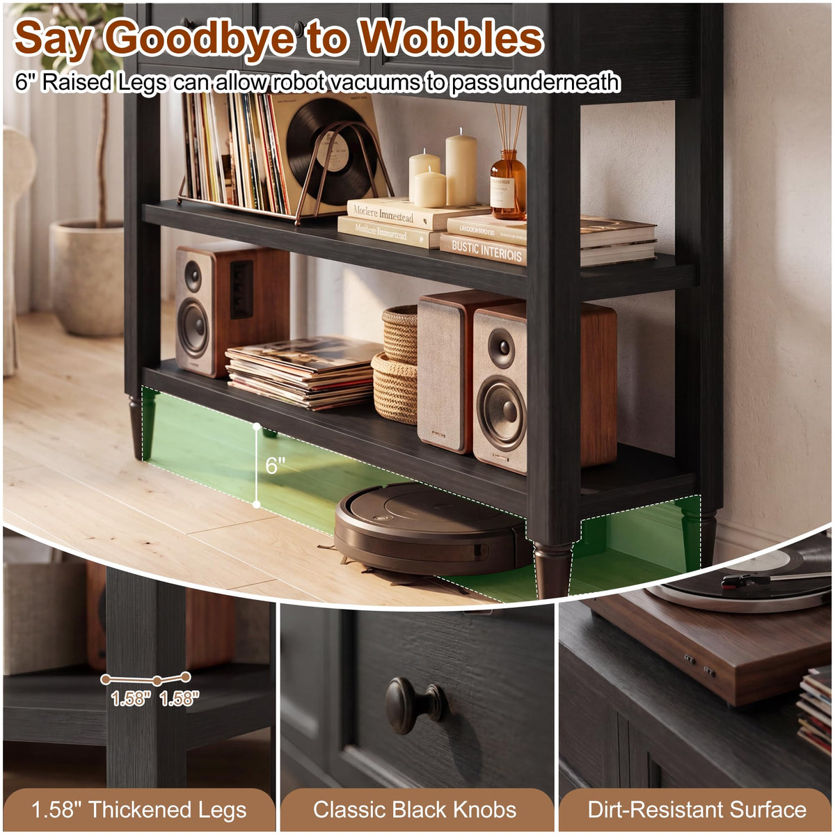 43" Farmhouse Entryway Table with 3 Drawers 2 Shelves O3787