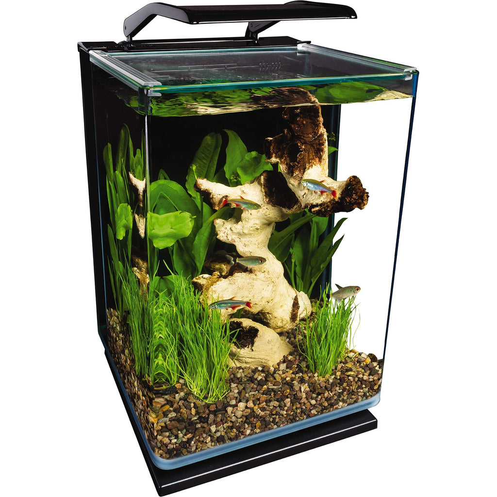 Glass LED Aquarium Kit, 5 Gallons, Hidden Filtration, Black L28779