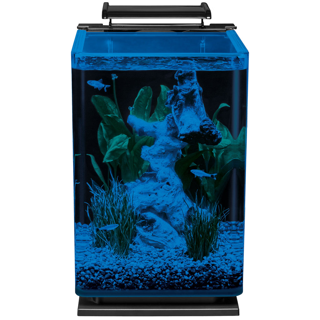 Glass LED Aquarium Kit, 5 Gallons, Hidden Filtration, Black L28779