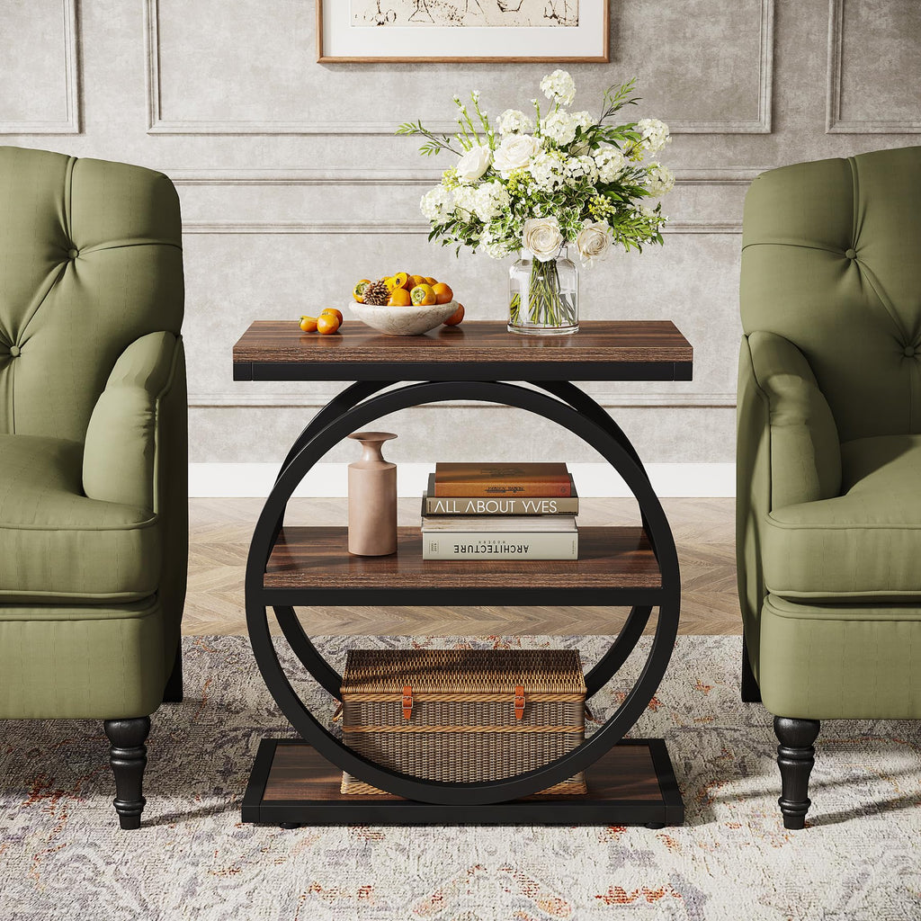 Narrow End Table with 3 Storage Shelves H751