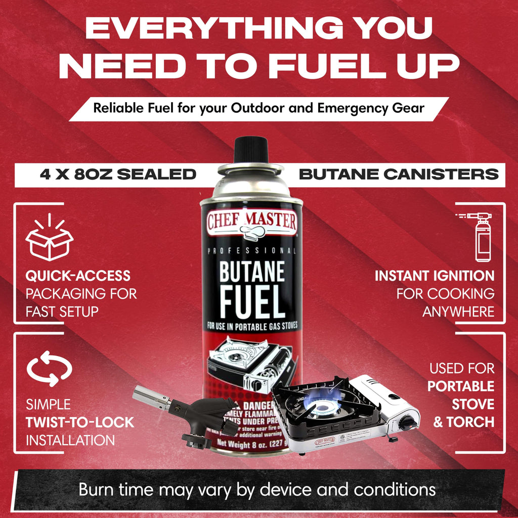 Butane Fuel Canister 8 oz 4-Pack H286