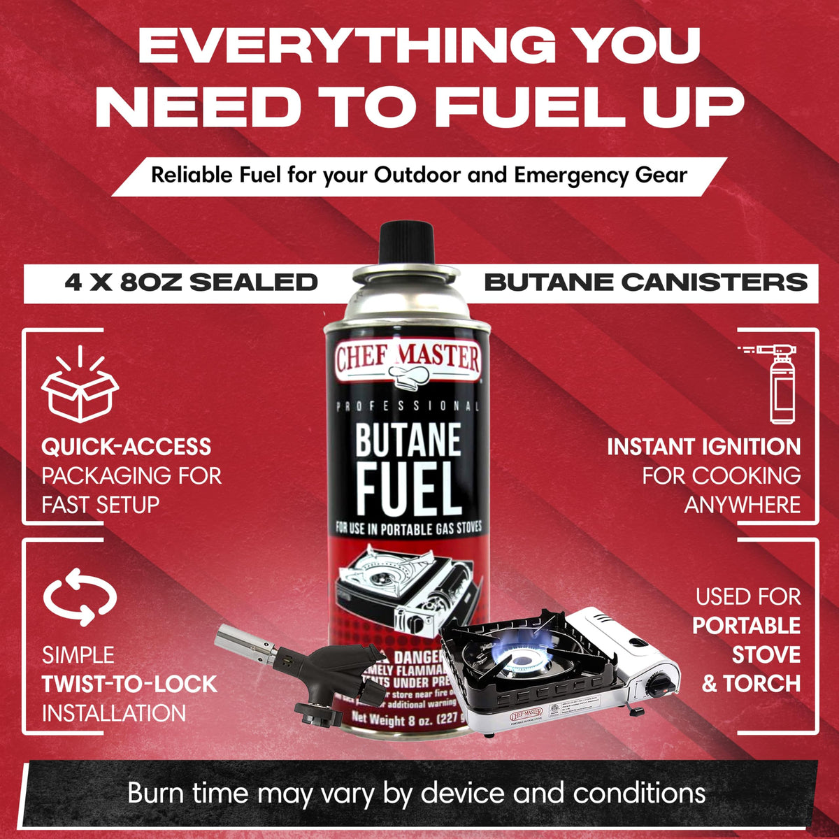 Butane Fuel Canister 8 oz 4-Pack H286