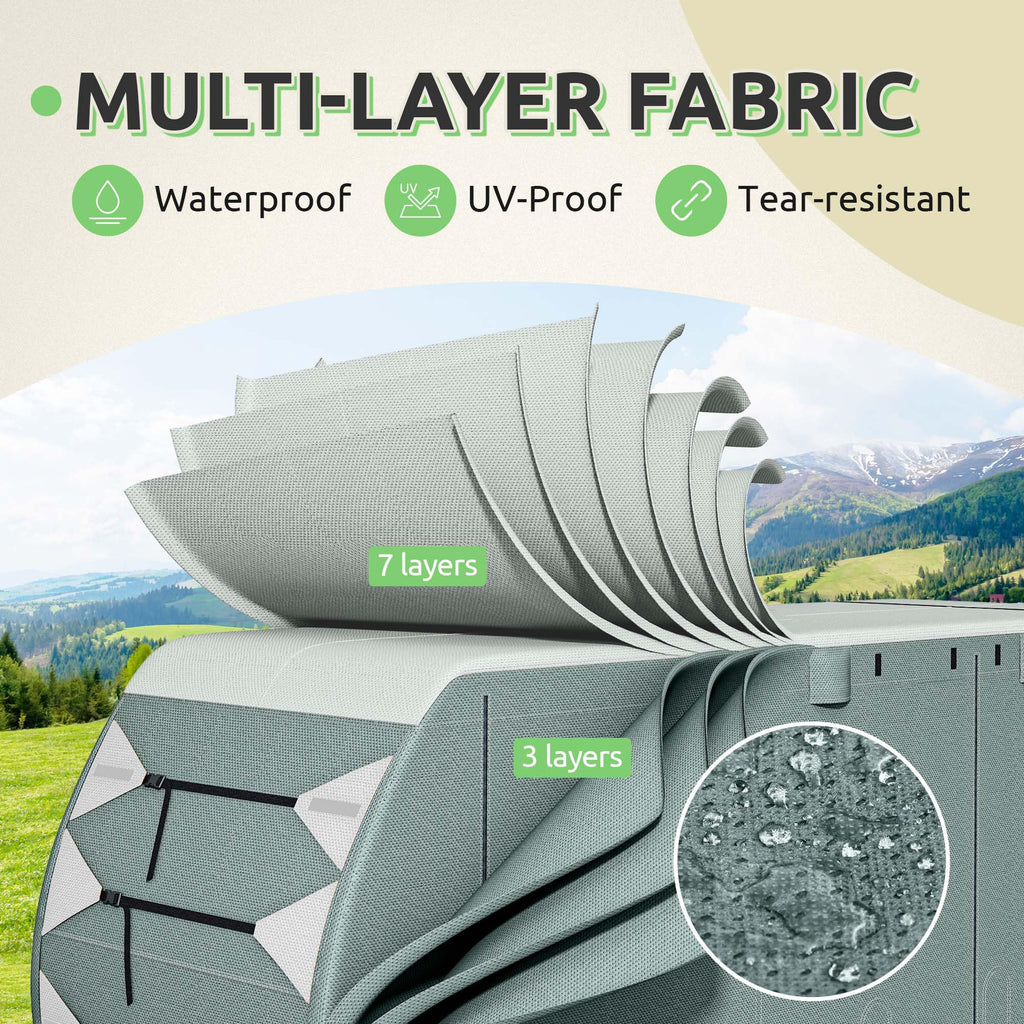 24-27FT Waterproof 7-Layer Camper Cover with Tongue Jack Cover, Tire Covers, Gutter Covers W601