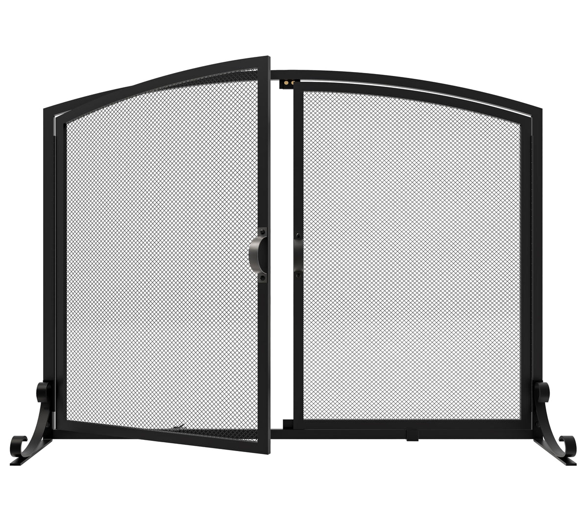 Arched Metal Fireplace Screen 2-Panel Spark Guard P7289