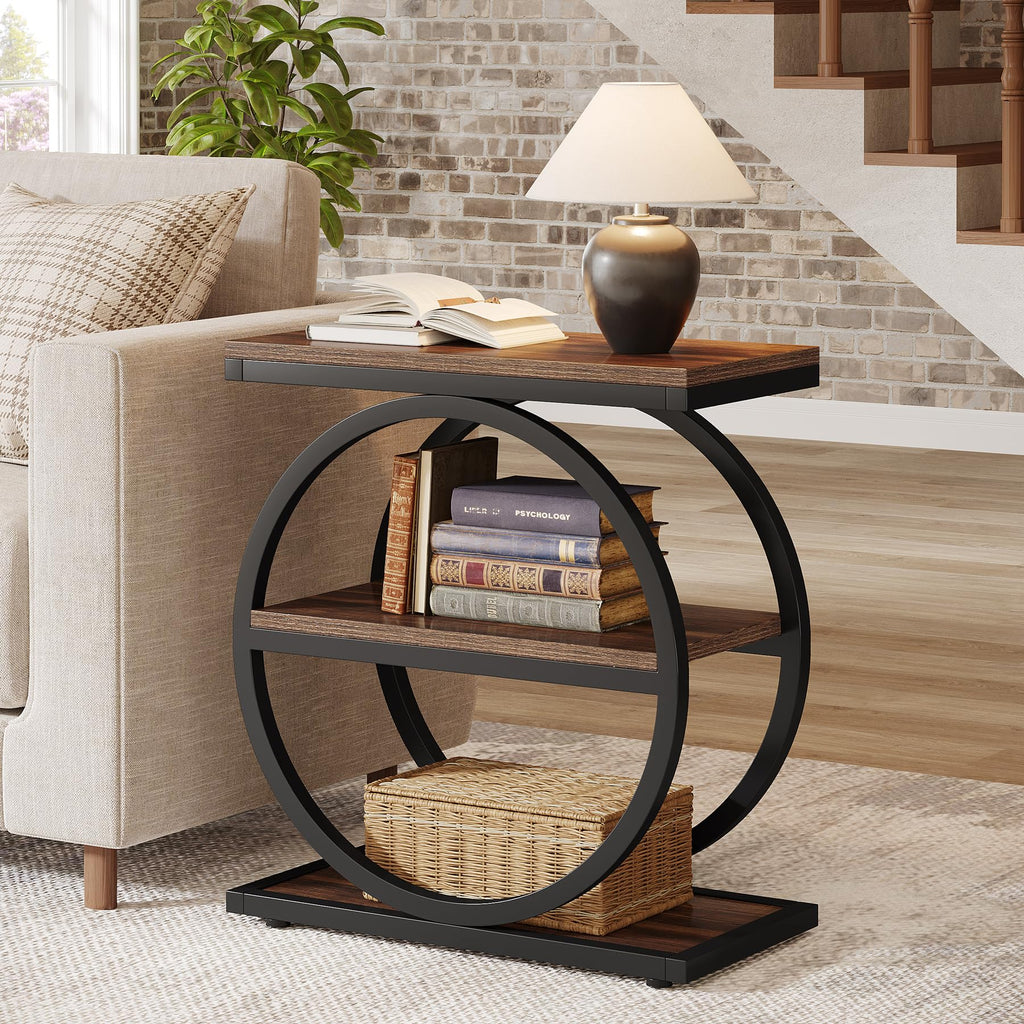 Narrow End Table with 3 Storage Shelves H751